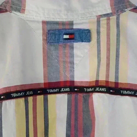 Vintage Y2K Tommy Hilfiger Jeans Plaid Short Sleeve Button Down Shirt sz XL - Picture 6 of 9